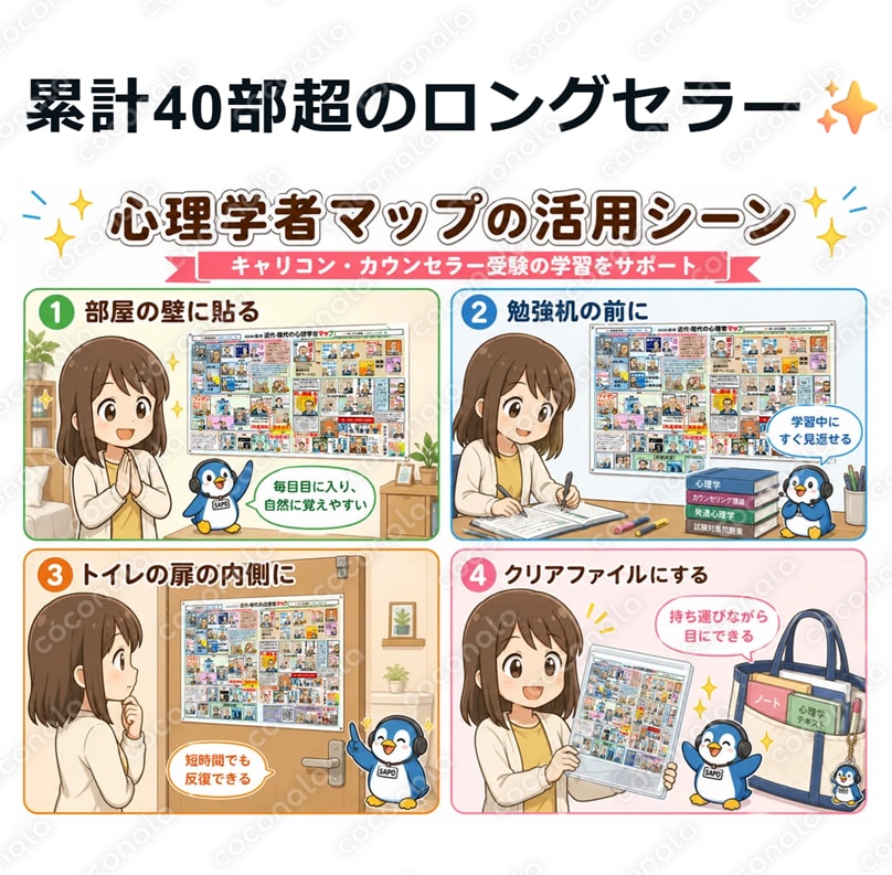 脳科学に基づく【顔で覚える心理学者マップ】キャリコン・産業カウンセラー試験対策