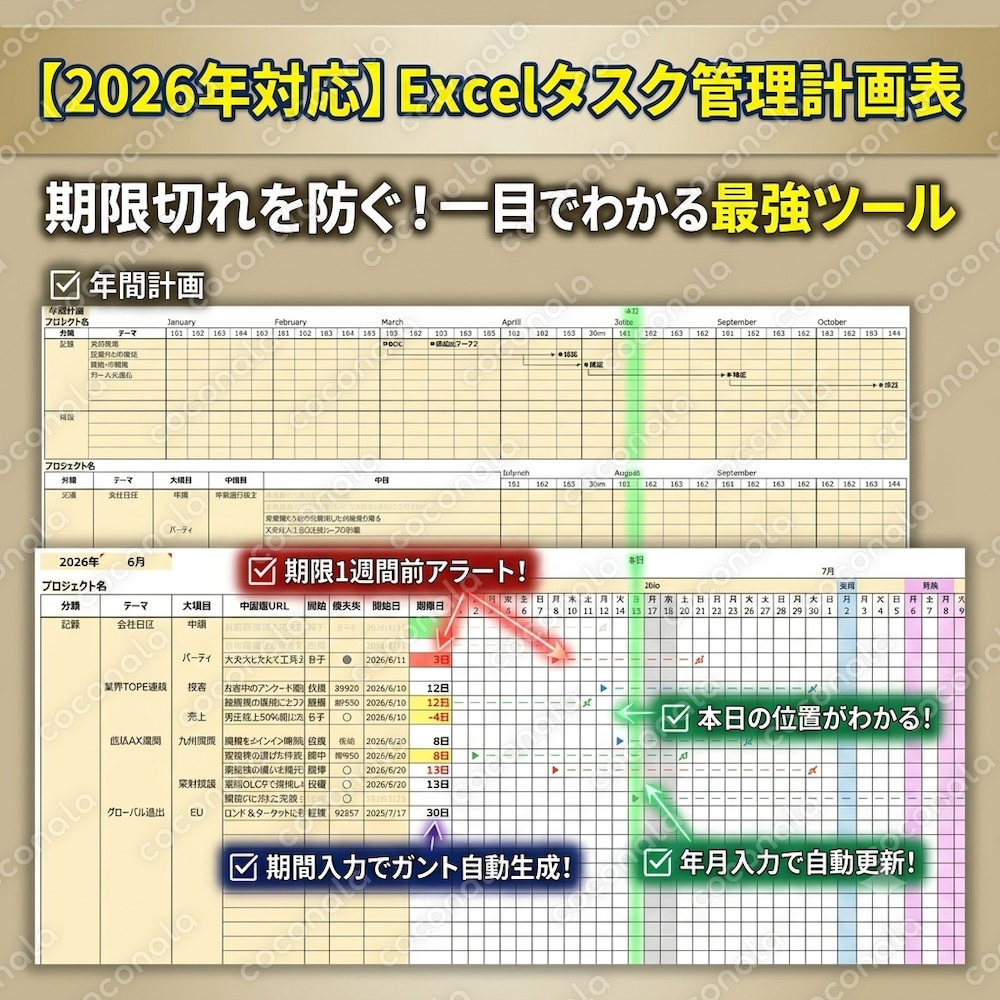 入力は最小限、カレンダーは自動更新！直感で使えるガントチャート付きスマートタスク管理ツール