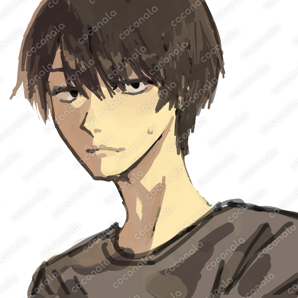 三白眼の男の子のイラスト
