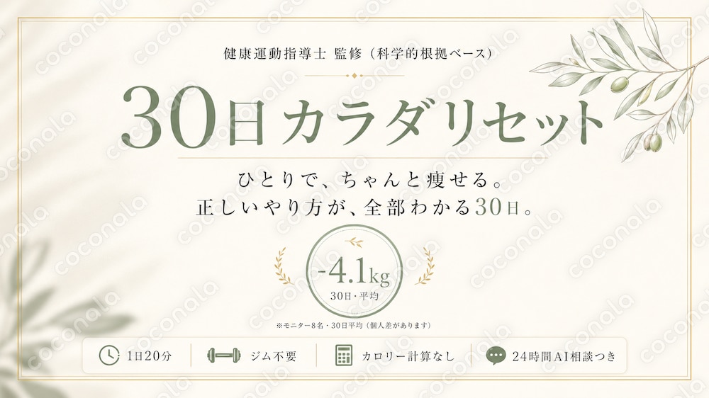 30日で-4kgを目指すダイエット【スタンダード】| 日めくり30日プログラム＋運動音源＋AI相談
