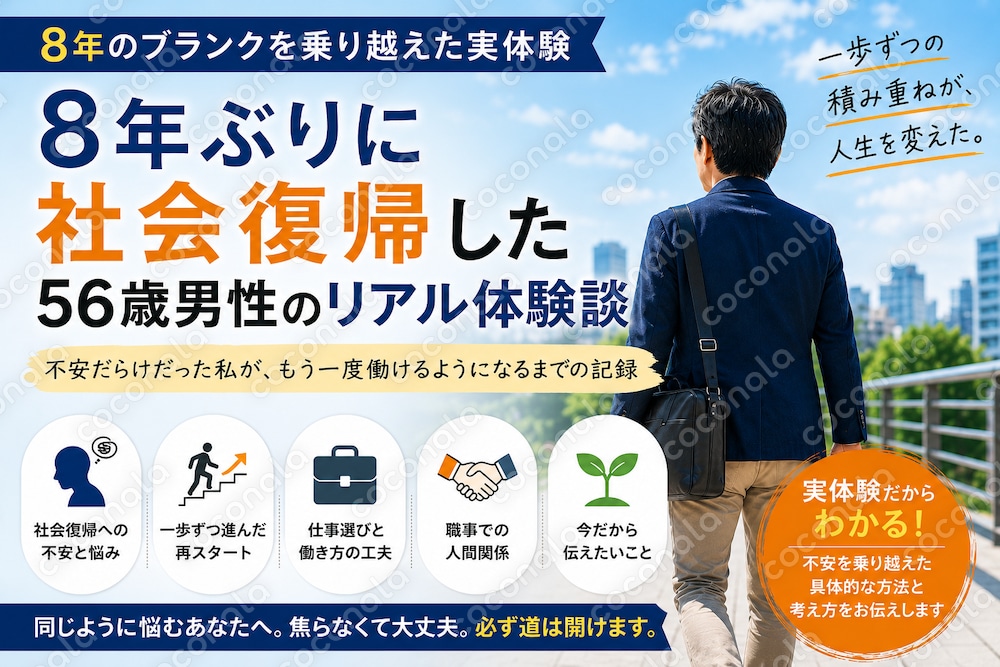 8年ぶりに社会復帰した私が乗り越えた不安と現実をお伝えします