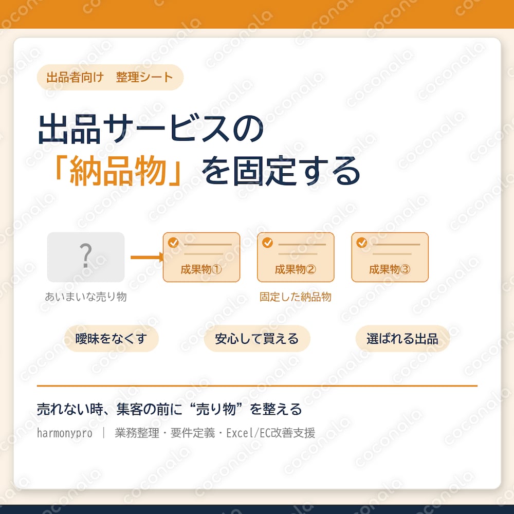 出品しても売れない人へ｜サービスの「納品物」を固定する整理シート