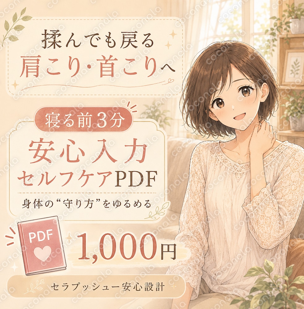整体後に戻る肩こり・首こりの3分セルフケアPDF渡します