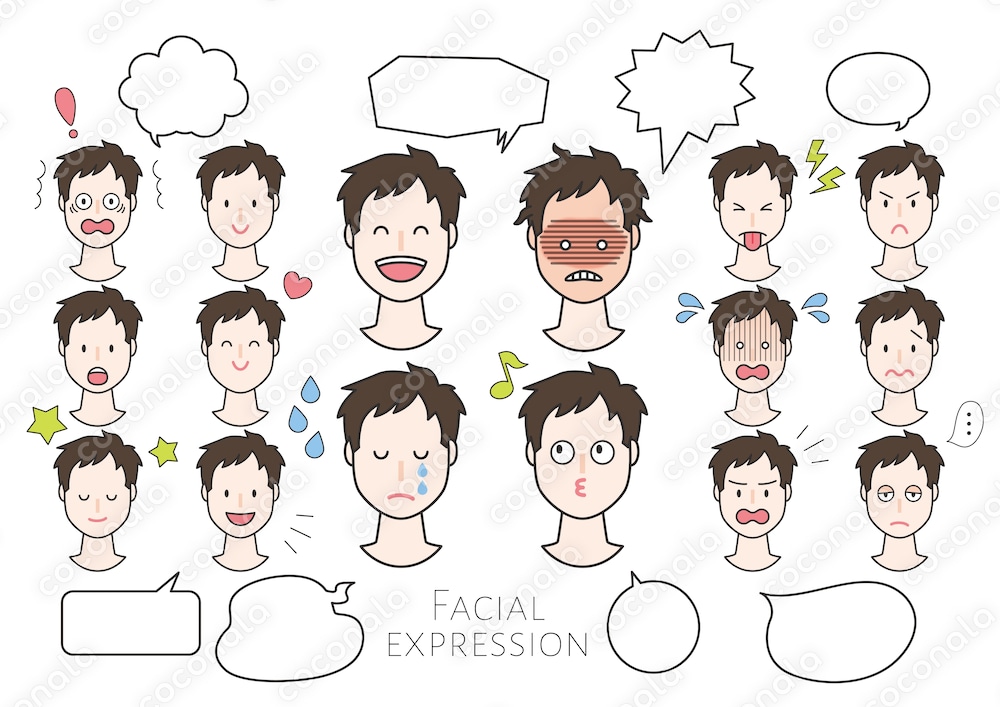 【商用利用OK】表情豊かな男性のイラスト素材