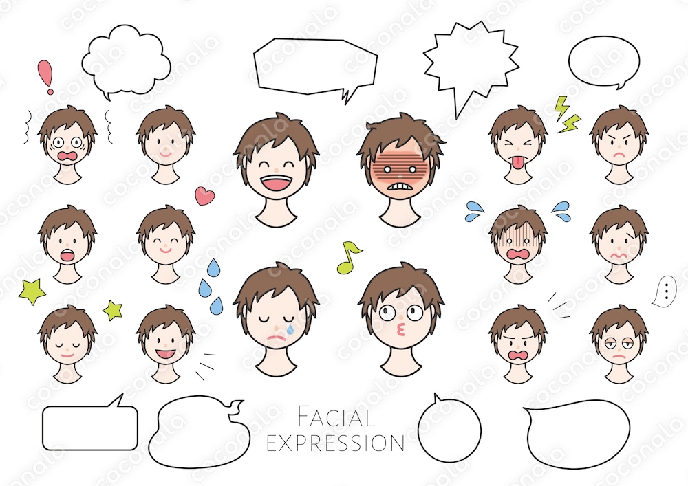 【商用利用OK】表情豊かな男の子のイラスト素材