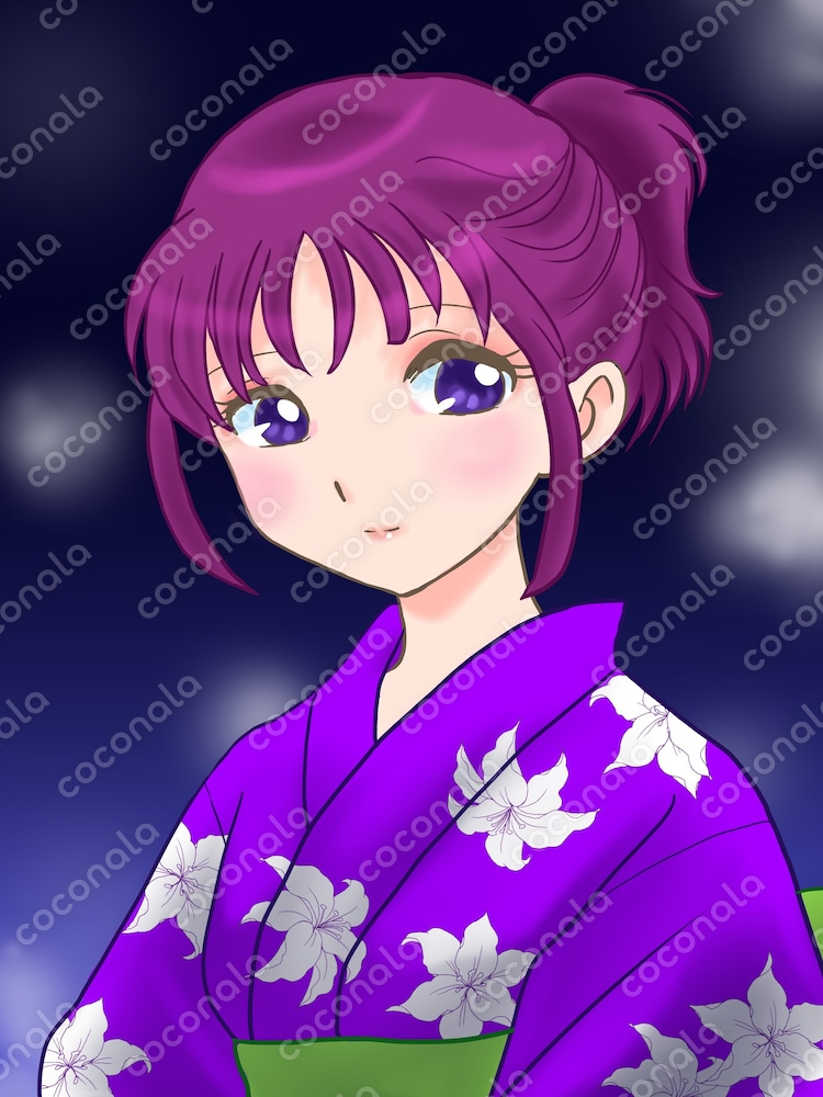 浴衣の女の子　夜のイメージ