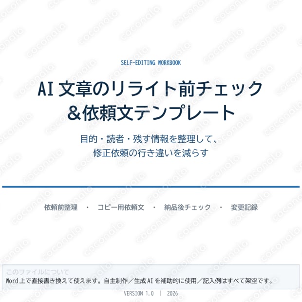 AI文章のリライト前チェック＆依頼文テンプレート（Word）