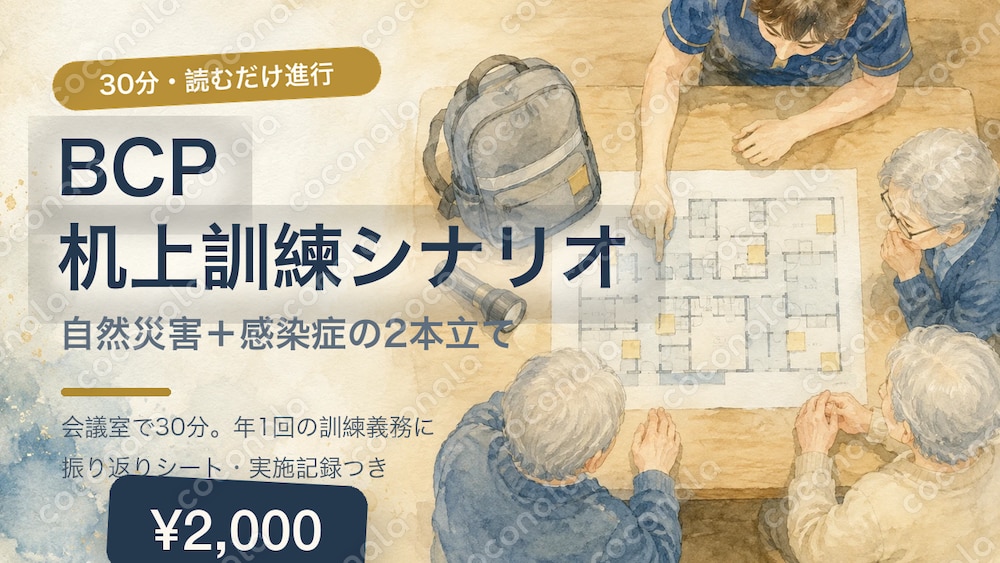 BCP机上訓練シナリオ2本立て｜自然災害＋感染症｜30分・読むだけ進行・記録様式つき