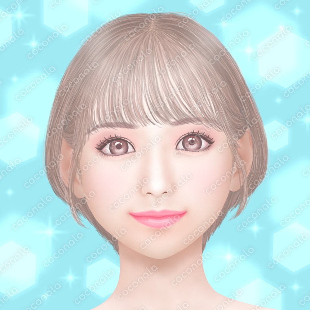 女性アイコン　まんまる目微笑ショートヘア